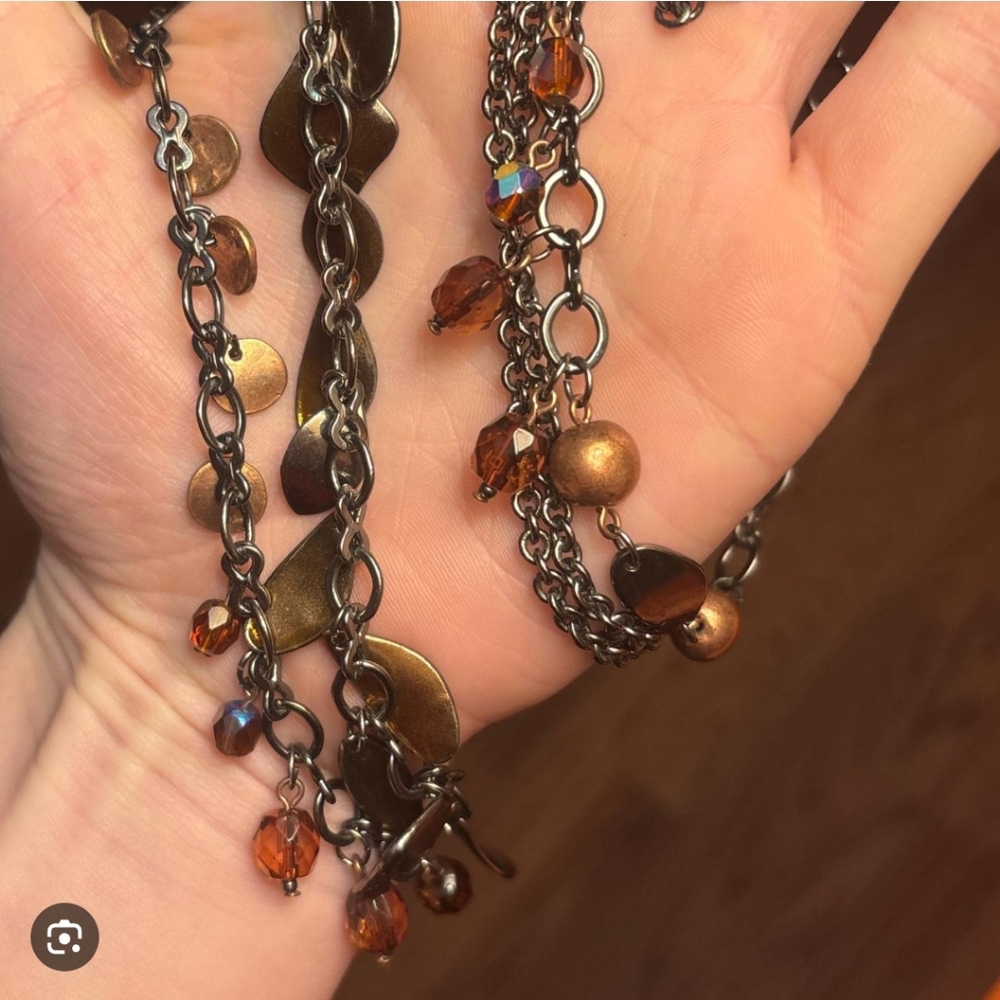 Chic Bronze Coin Pearl & Mixed Gemstone Linear Dangling Cluster Earrings